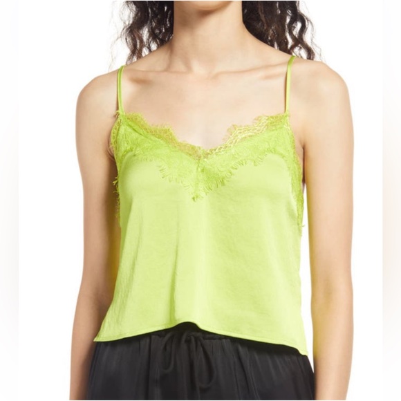 NWT Nordstrom Open Edit lace trimmed cami in Green Punch - Picture 1 of 4